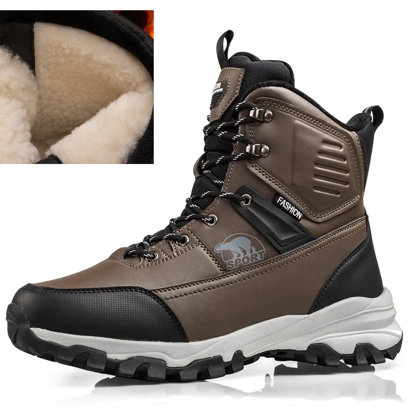 2024 Winter Men boots winter shoes thickened Plush Snow Boots Men Outdoor Waterproof  Anti-slip Tactical Boots Shoes