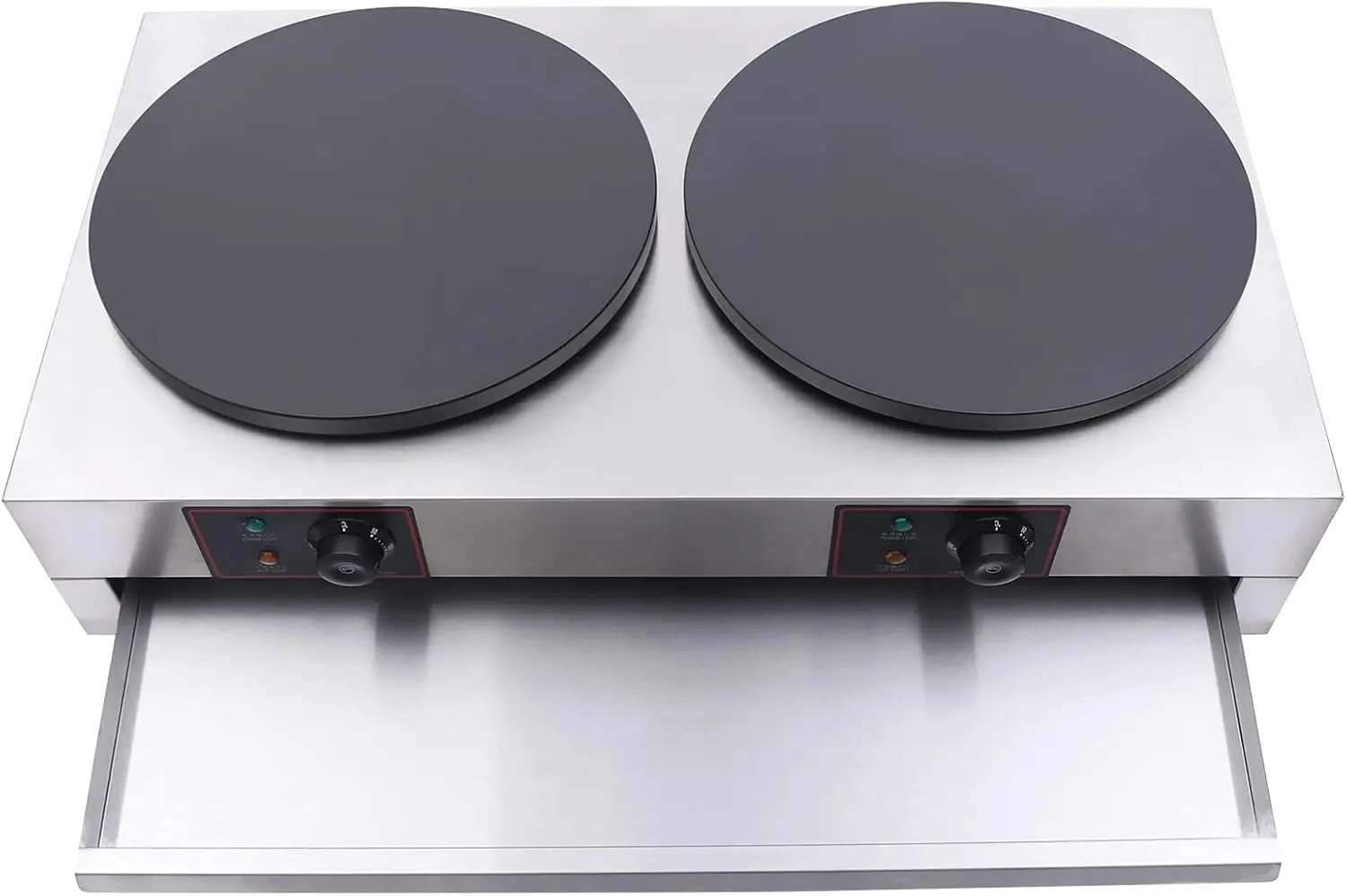 ماكينة صنع الكريب الكهربائية التجارية لتورتيلا، بلينتز، 16 بوصة 3400 وات صانع الكريب المزدوج مع درجة حرارة قابلة للتعديل