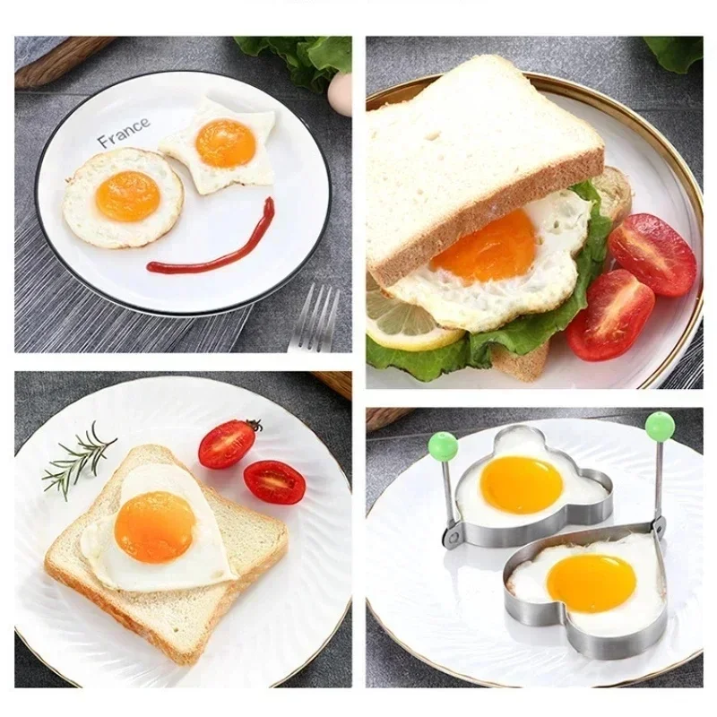 1/2/3PCS  Egg Frying Stainless Steel Omelette Ring Model Pancake Meat Pie Bake Mould Heart Shaped Cake Rice Kitchens Accessories
