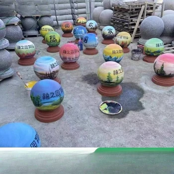Stone ball painting graffiti cartoon car ball barricade ball stone pier isolation board