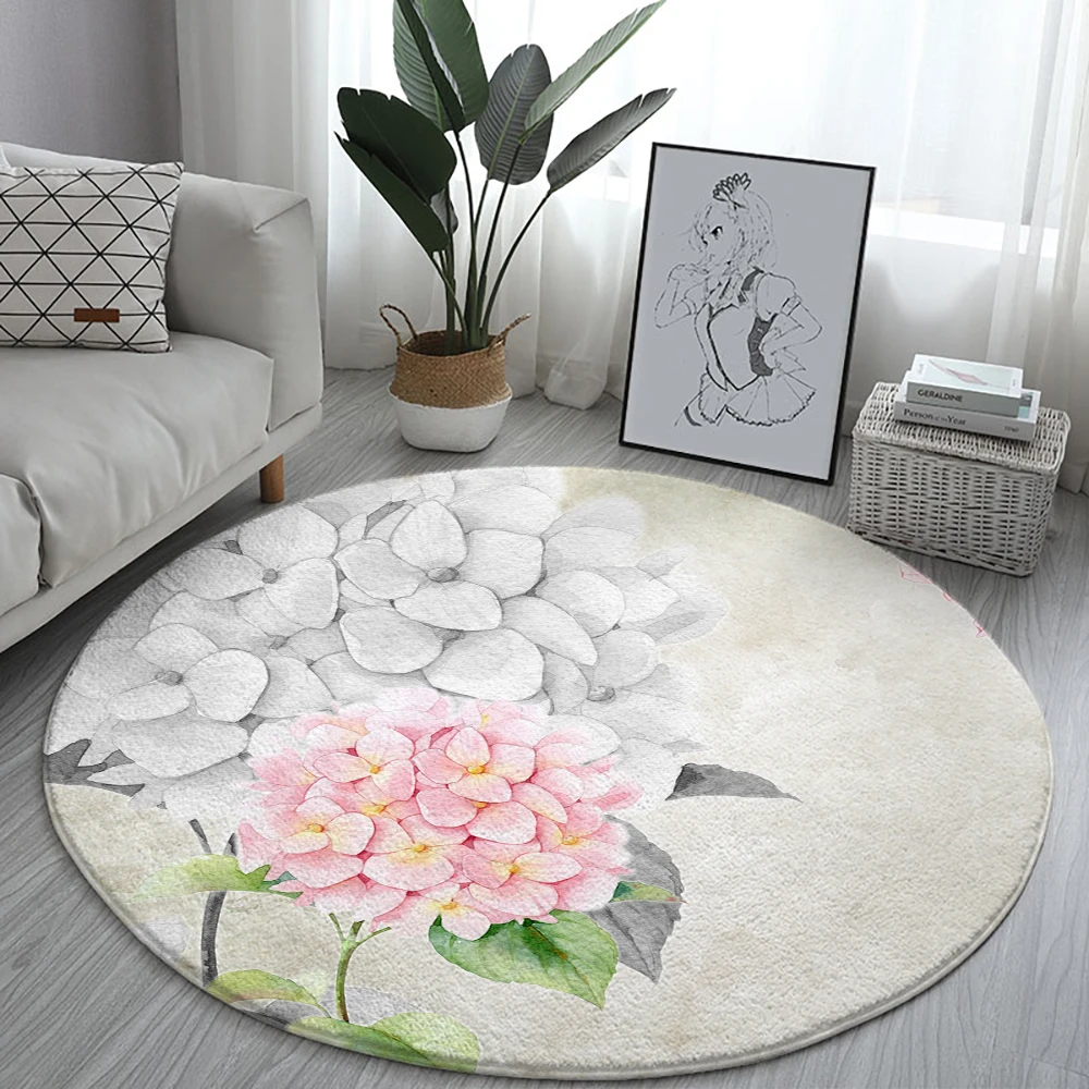 European Classical Oil Painting Round Rugs House Sofa Carpet Home Living Room Bedroom Bathroom Floor Mats Print Decorate Carpet