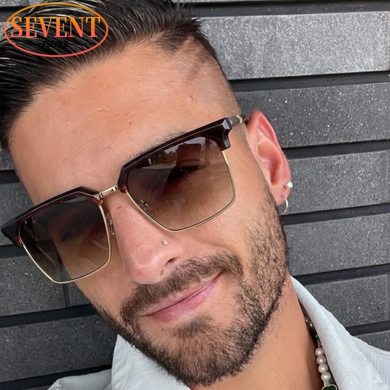 

2026 New Square Punk Sunglasses Men Classic Steampunk Luxury Designer Black Gold Shades Male Vintage Outdoor Driving Eyewear