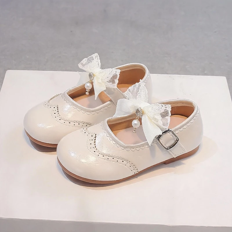 Mädchen-Lederschuhe, einfarbig, vielseitige flache Kinderschuhe, runde Zehen, weiche Sohle, 2026 brandneue Prinzessinnenschuhe für Kinder, rutschfest. – Detail 6