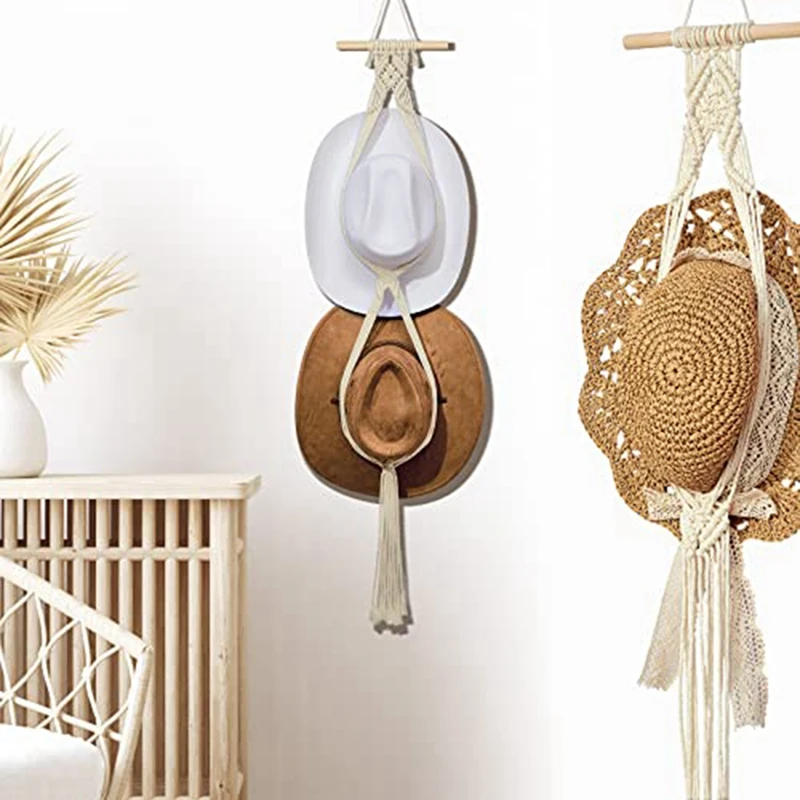 Perchas bohemias para sombreros, colgador de sombreros, organizador de sombreros, decoración colgante, parte trasera de la puerta