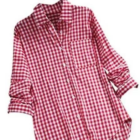 レディース チェック柄襟 ロングスウェットシャツ コットンシャツ スリム レギュラー 薄手 春夏 ファッション レディース服