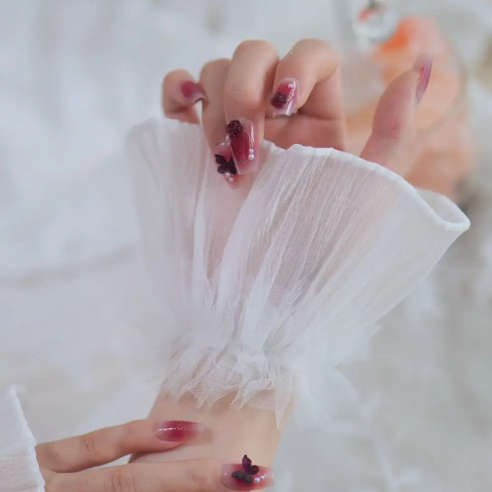 

Новые съемные расклешенные манжеты, тюль, белые украшения с накладными рукавами, манжеты на запястьях, свитер с капюшоном