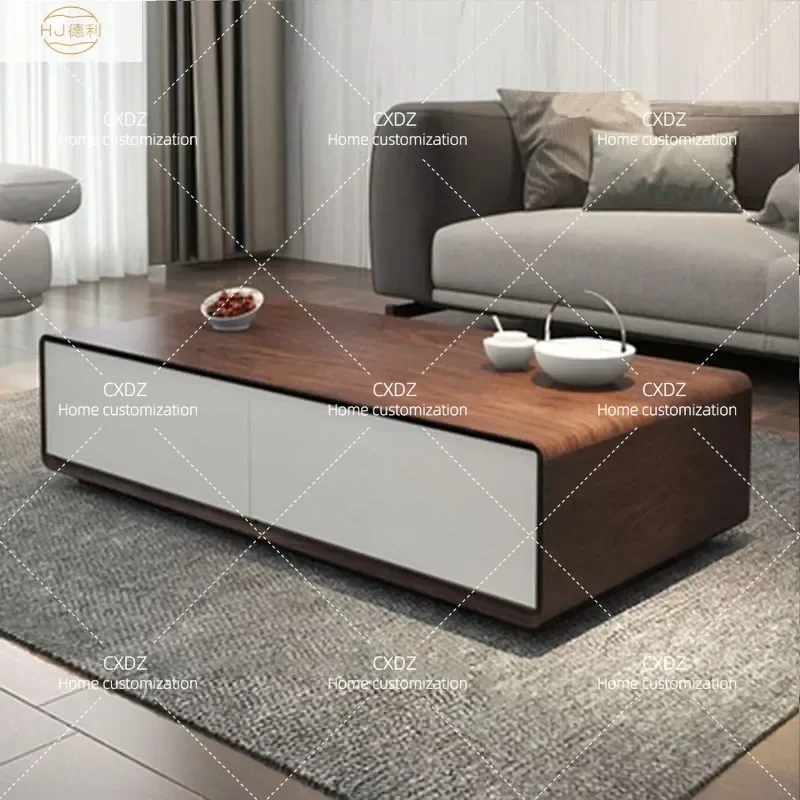 Modern Solid Wood TV Cabinet and Coffee Table Set for Living Room Simple Light Luxury Style Suitable for Large and Small