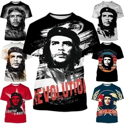 Guevara-男性と女性のためのグラフィックTシャツ,3Dプリントの服,カジュアル,半袖,特大,夏のファッション