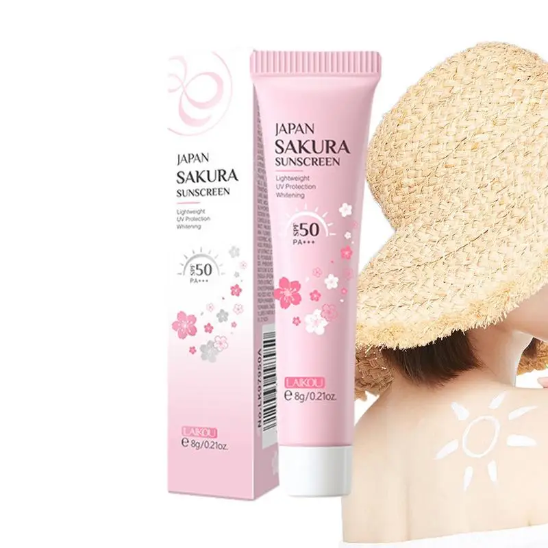 1pc Sakura Whitening Cream Sunscreen Protector Facial Solar Sun Blocker Spf50 PA+++ Isolation Lotion Cream Bleaching Moisturizer