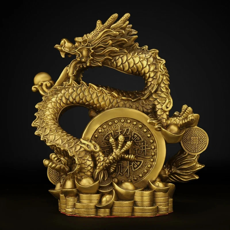 Pure Copper Dragon Amass Fortunes Feilong Cornucopia Longrui Beast Decoration Indoor Living Room Desktop Display Supplies Zodiac