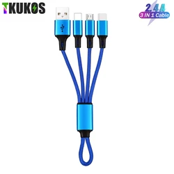 USB 3 in 1 Fast Charge Braid Cable For iPhone 14 13  XS MAX XR 6 7 8 11 Samsung S20 S10 Huawei Type C Line Micro USB-C Wire Cord