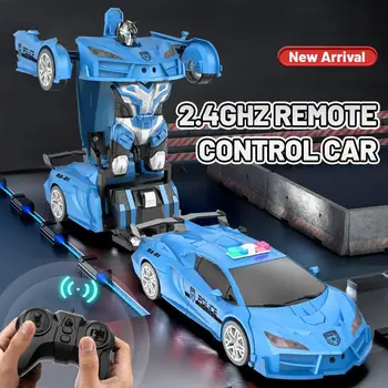 2 IN 1 Transformation Car Model One-click Transformation Remote Control Car 2.4G Rc Drift Car Children&#x27;s Interactive Toy Gift