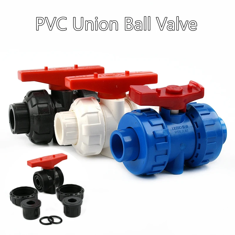 

PVC Ball Valve Aquarium Water Pipe Connector Globe Valve Switch Valve Hose Fittings Fish Tank Accessories I.D 20mm~63mm 1PC