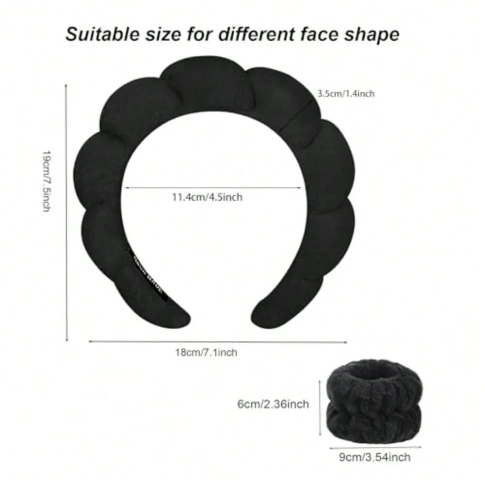 

Мягкая пышная повязка для спа-процедур и повязки на запястья для женщин, аксессуар для ухода за лицом, макияжа, душа и укладки волос
