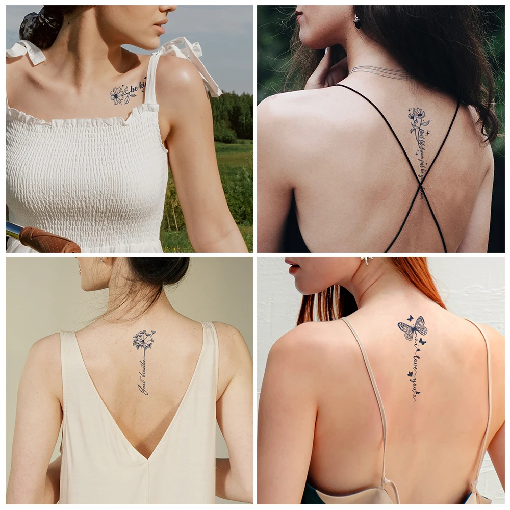 VeeCharm - Juice Semi-permanent Tattoo Stickers, Fake Tattoo For Women/Girls, Sexy, Personalized, Back/Collarbone,1/9 Sheet