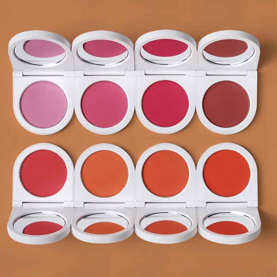 Private Label Vegan Face Makeup Wholesale Single Color Blush Powder Custom Logo Long Lasting Blusher with Mirror
