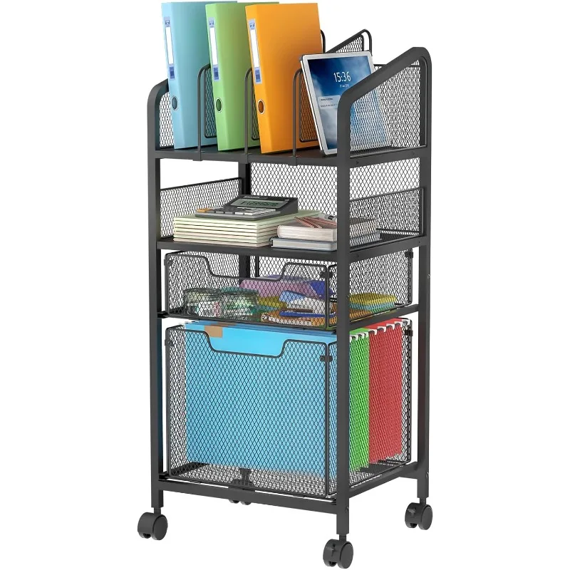 

Cart with Hanging File Organizer, Mobile Cabinet Storage Drawer, Rolling Utility