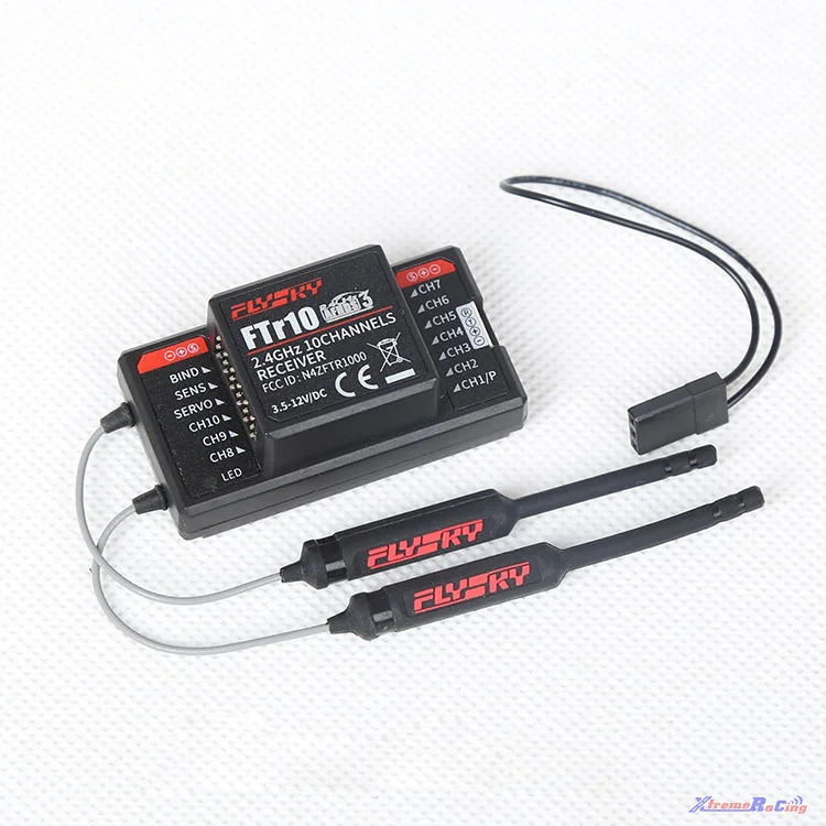 FlySky FTr10 2.4G 10CH Two-Way Dual Antenna PPM/IBUS AFHDS3 Mini Receiver for Fly-Sky PL18 FPV Racing Drone RC Part