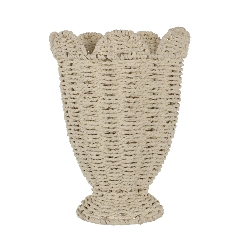 Indoor Decor Basket Featuring Woven Rattan Visual Style Plastic Construction for Living Room Shelf Tabletop Display Purpose