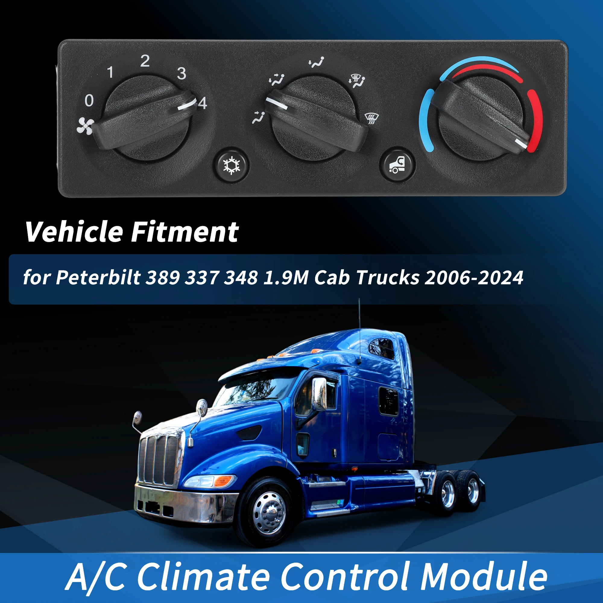 Motoforti A/C Heater Climate Control Module Panel for Peterbilt 389 337 348 Trucks 06-24