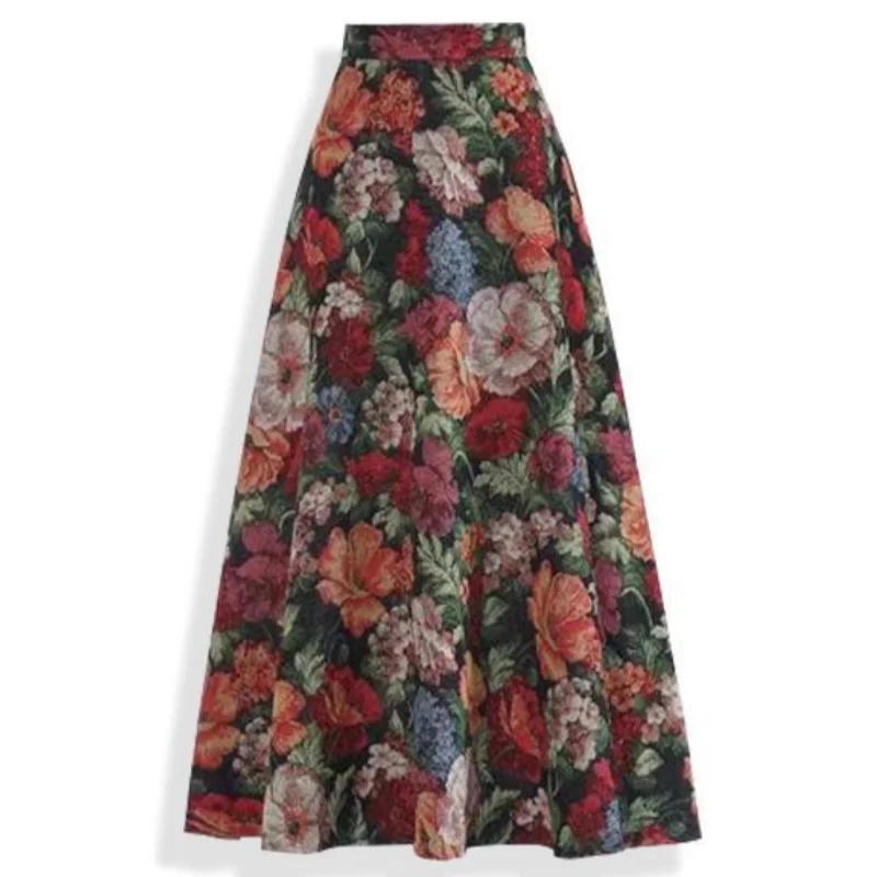 T-shirt da donna Lucky Wine Red Gonne floreali Set da due pezzi 2025 Summer Lady Chic Slim Top Midi Gonna a vita alta Abiti