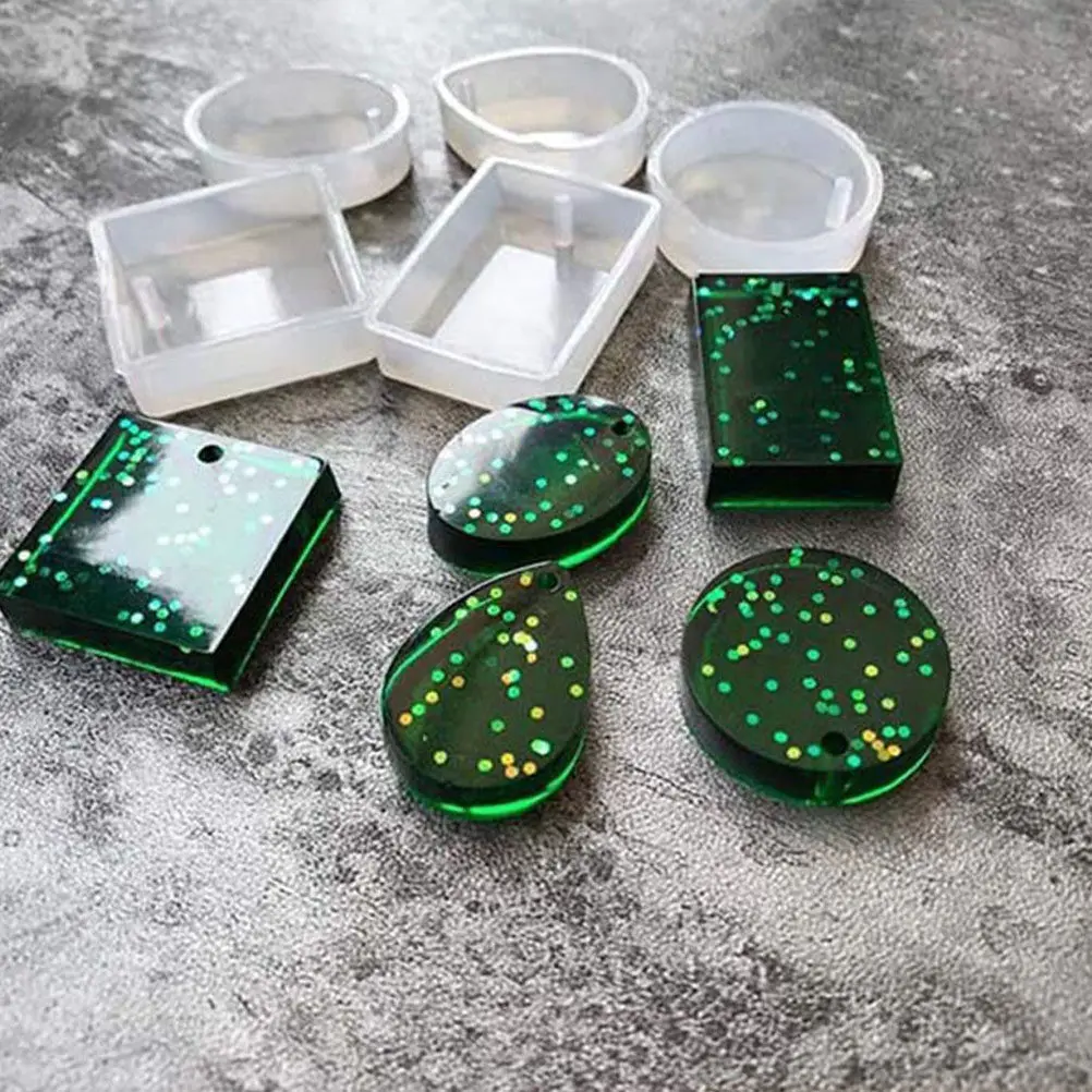 

1Set Silicone DIY Pendant Mold for Resin Jewelry Making Craft Epoxy Charm Keychain Molds with Crystal Stone Dried Flower Glitter
