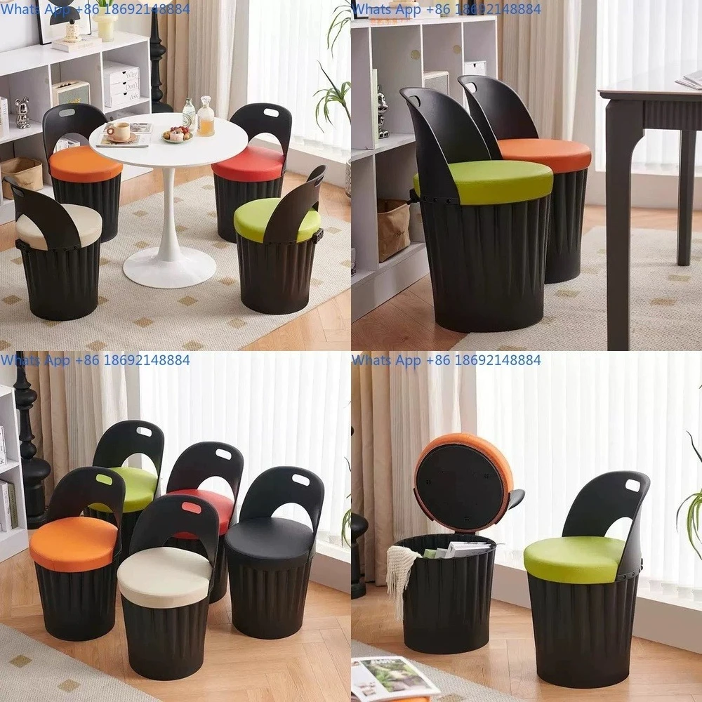 

Simple Nordic Style Plastic Dining Chair with Faux Leather Upholstery Design