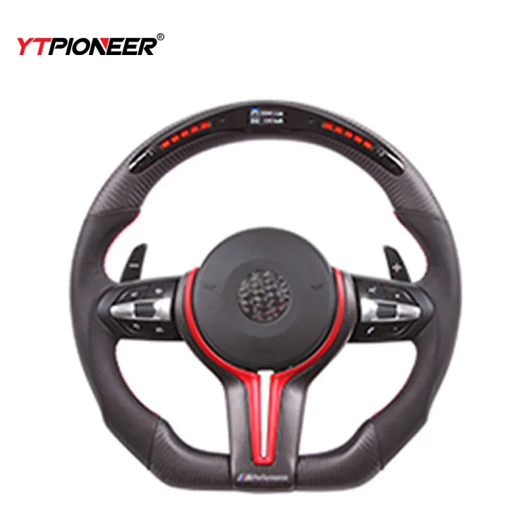 TLS Car Parts Warm Heated Flat Bottom Leather Matte Carbon Fiber Type D Yoke EV Steering Wheel For Model 3 Y