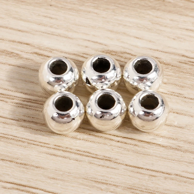 Tusember 50 Stück 5mm CCB Silberfarbene Lose Abstandsperlen für Schmuckherstellung DIY Armbänder Halsketten Bastelzubehör – Detail 4