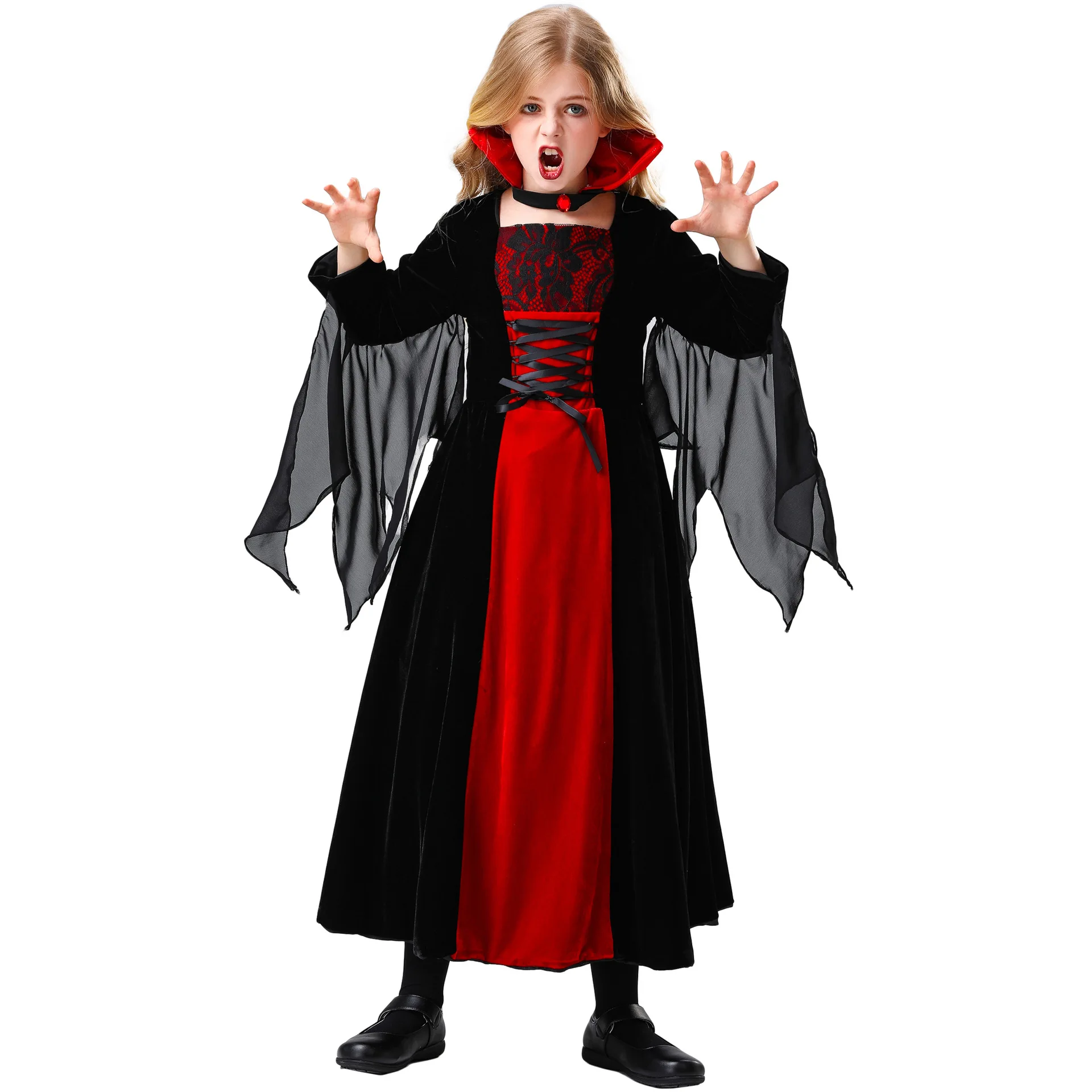 Disfraz de Diablo para Niños de Halloween, Tallas S-XL, Disfraz de Vampiresa para Niñas
