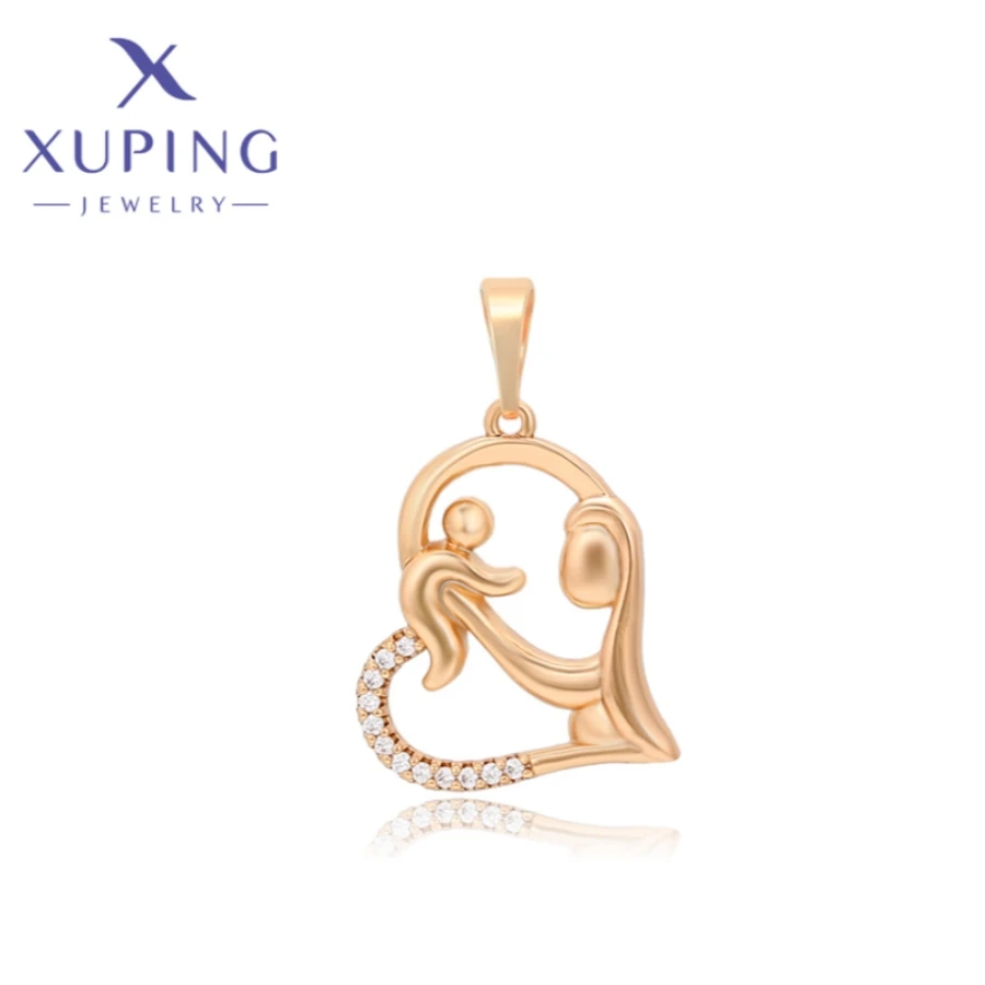 Xuping Jewelry New Fashion Exquisite Heart Shape Gold Color Pendant Necklace for Women Christmas Popular Party Gifts X000764238