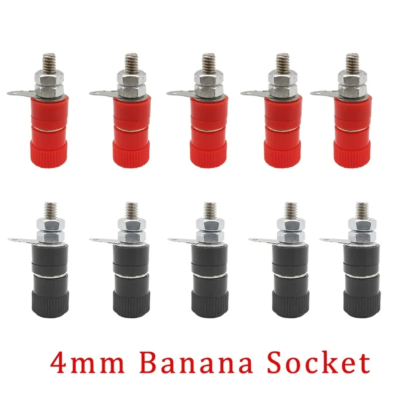10Pcs 4mm Banana Female Socket Binding Post Terminal Connector Nickel Plated Banana Plug Jack Audio Speaker Nut Mount Connector
