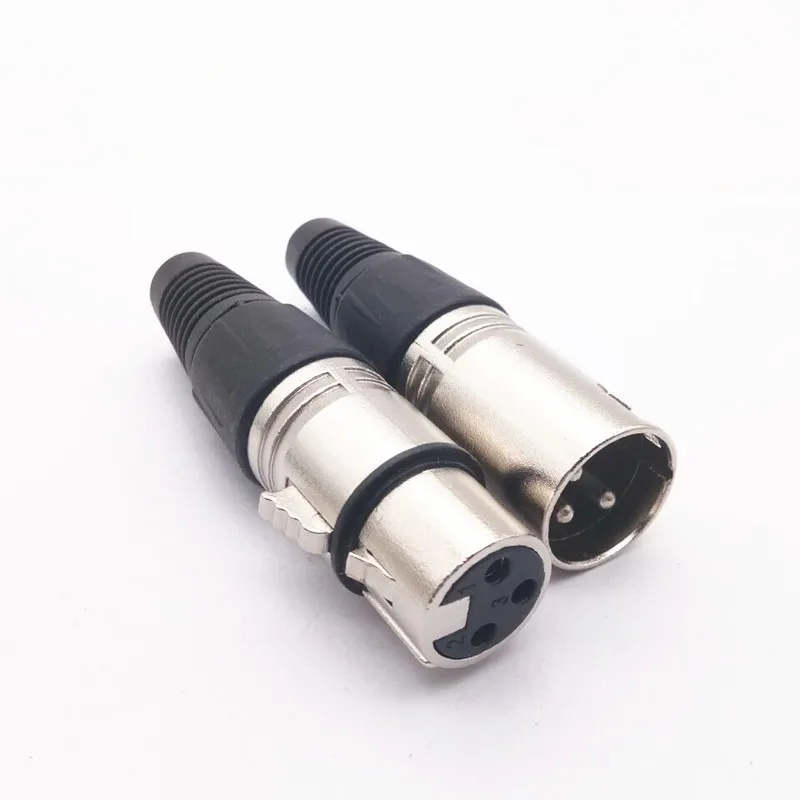 XLR 3-Pin Male/Female Audio Connector, Professional Cannon MIC Cable Plug Terminal, High-Conductivity Silver-Plated Contacts