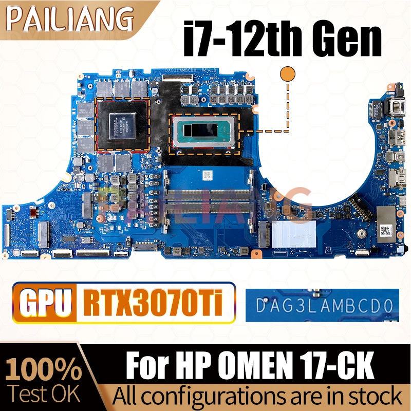 For HP OMEN 17-CK Notebook Mainboard DAG3LAMBCD0 i7-12700H i7-12650H RTX3070Ti N08433-601 Laptop Motherboard Full Tested