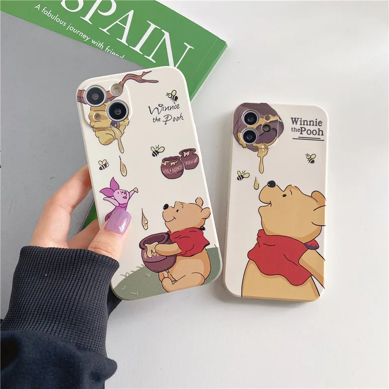 Cute Cartoon Winnie the Pooh Piglet Disney Cover for iPhone 11 12 13 14 15 Pro Max Plus X XS XR 15Pro 7 8 Mini Phone Case