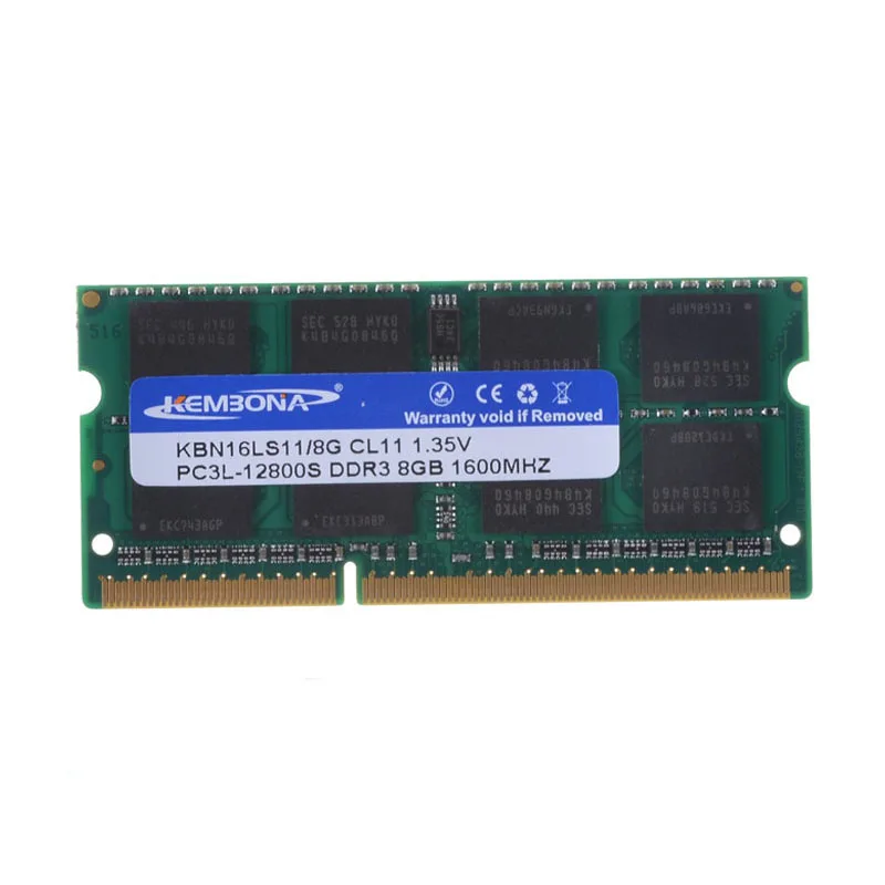 KEMBONA bilgisayar dizüstü bellek DDR3L DDR3 8GB 1600MHz PC3-12800 1.35V KBN16LS11/8 olmayan ECC CL11 SODIMM Intel Ram bellek