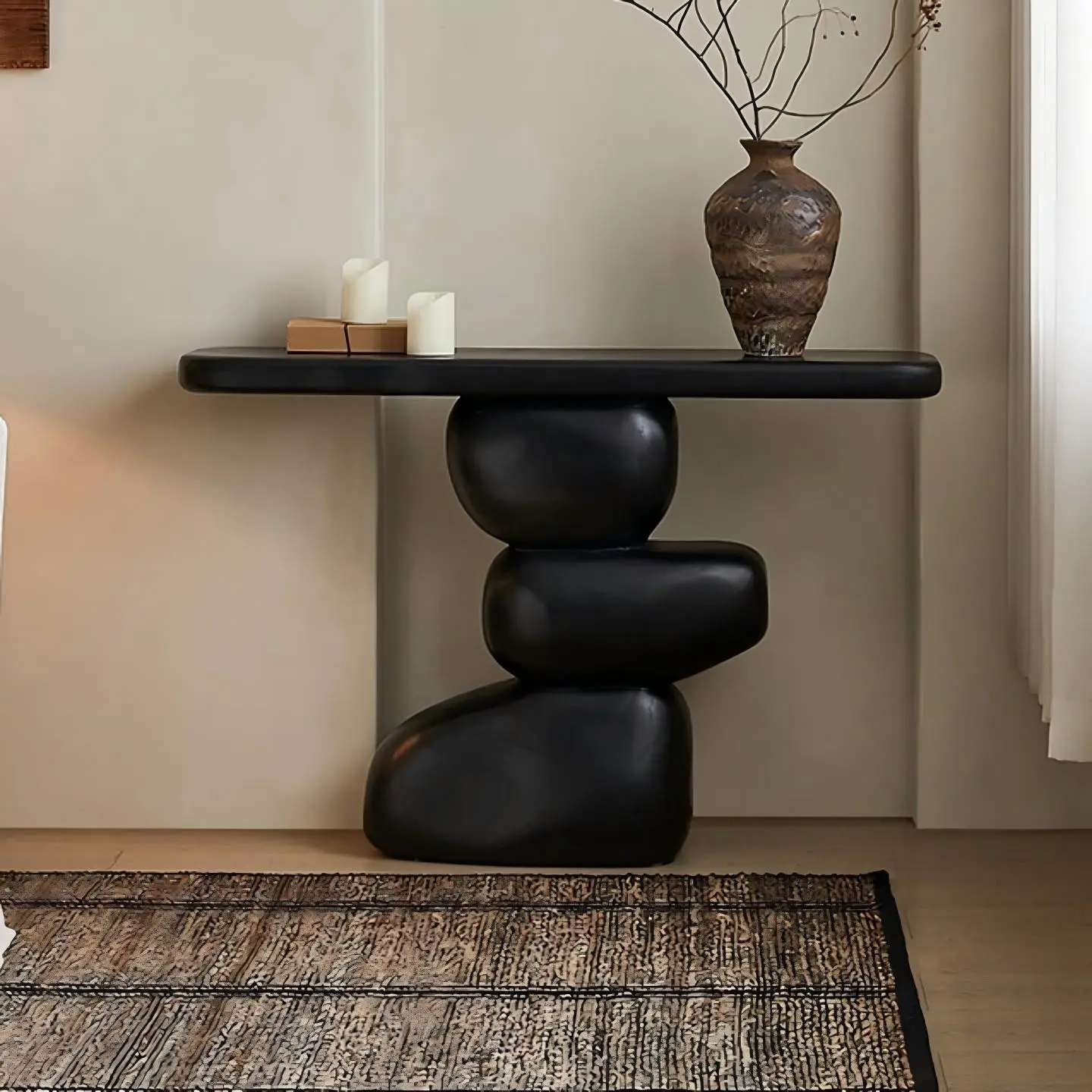 Solid wood entrance table Modern simple living room decorative cabinet Art booth case table
