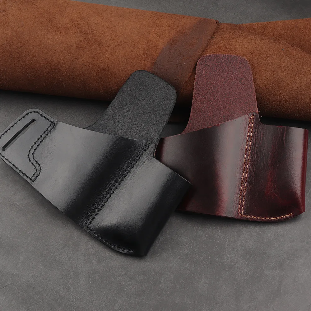 Tactical Cowskin Leather Gun Holster Quick-Draw Concealed Carry Holster with Magazine Pouch Belt-Mounted Gun Accessory