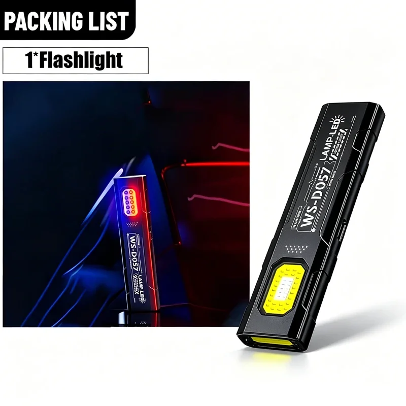 600LM LED COB Flashlight Type C Rechargeable Mini Torch Pocket Lantern Flood Work Light With Magnet For Emergency Camping Repair