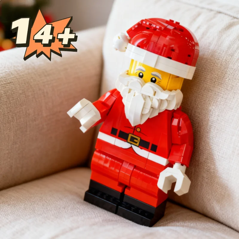 2025 NUEVA minifigura de Papá Noel con escalas arriba 40820 minifigura Festival versión limitada ampliada niño niña bloque de construcción regalo de Navidad