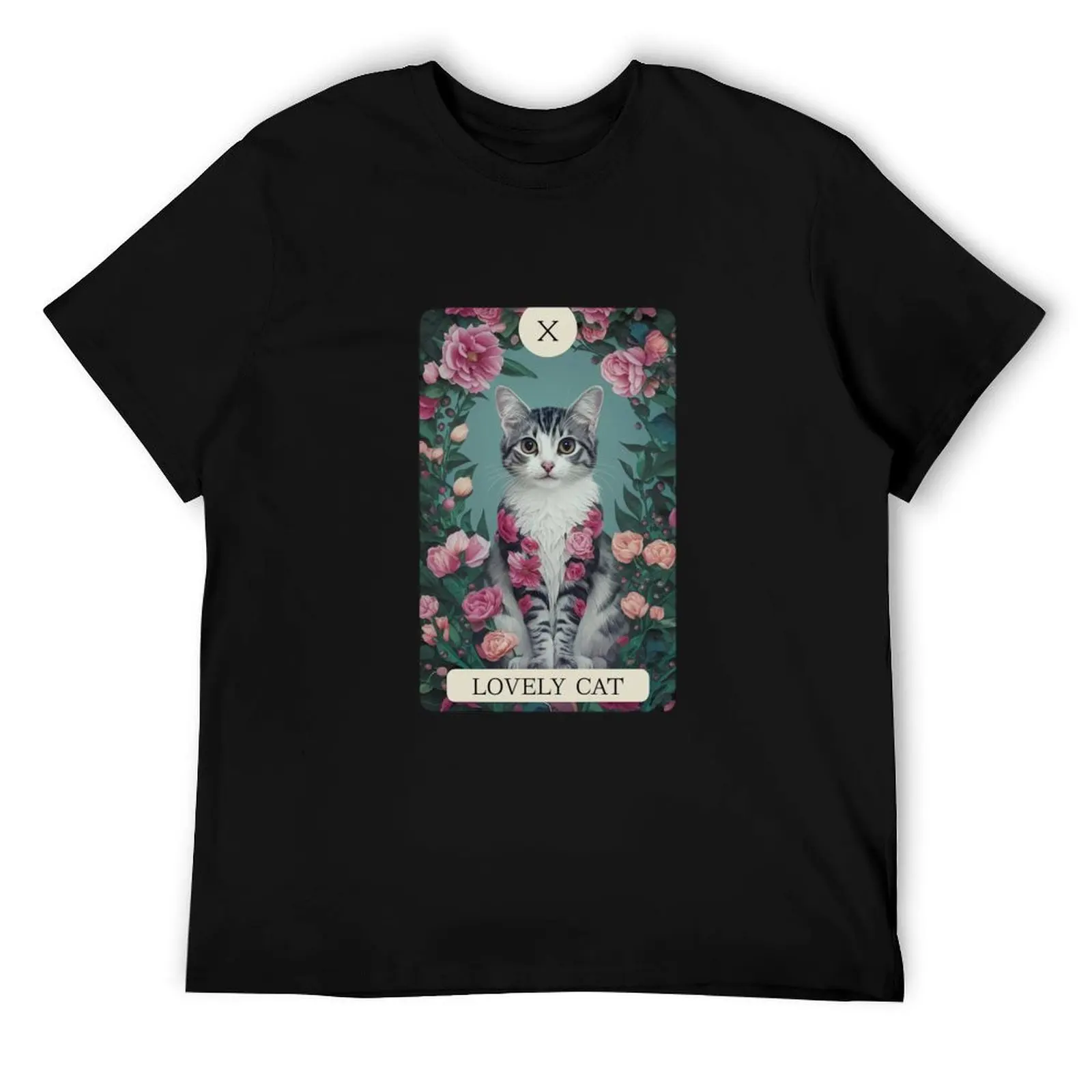 

Lovely cat sticker T-Shirt men t shirt cotton 100% t shirt man cotton T-Shirt
