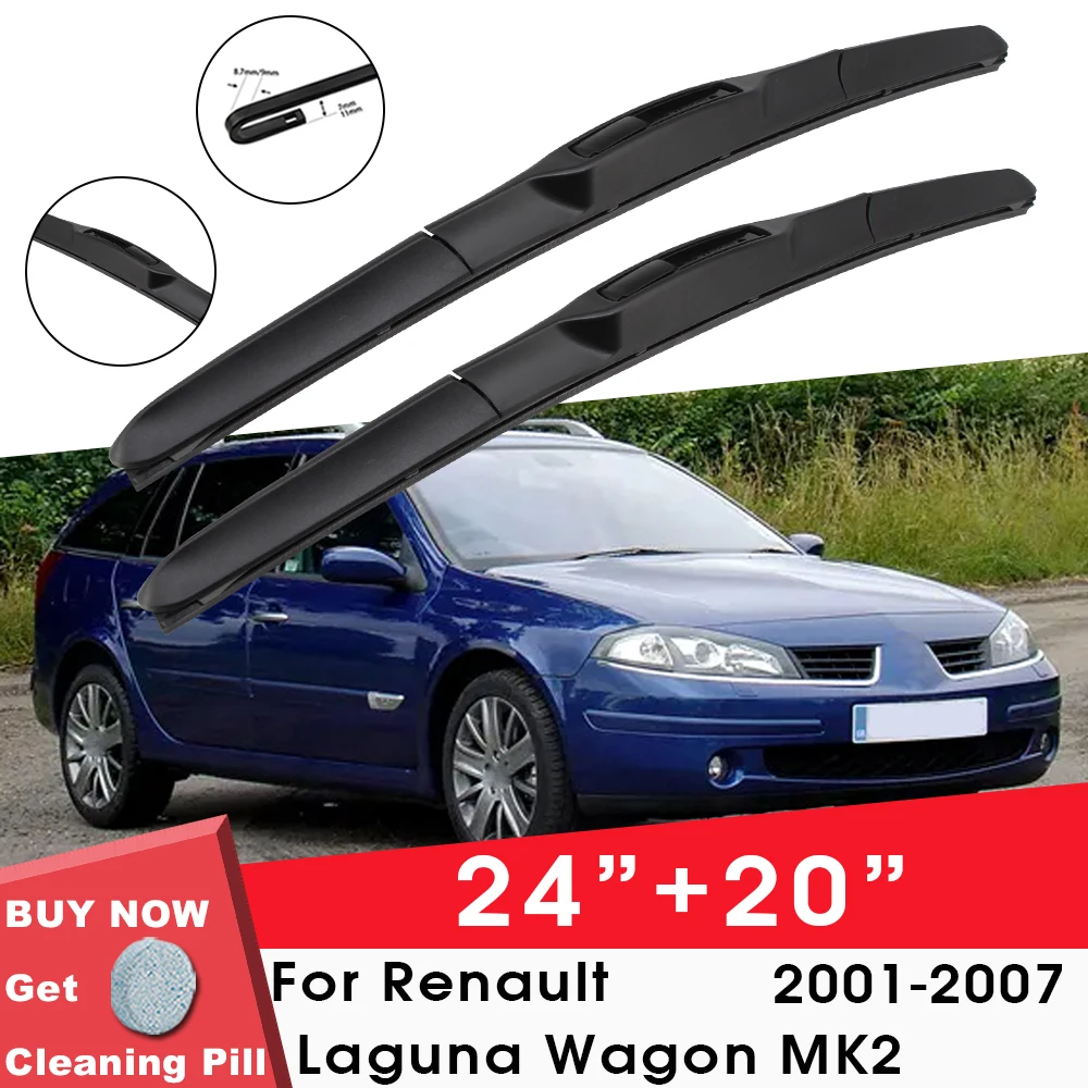 

Car Wiper Blade Front Window Windshield Rubber Wiper For Renault Laguna Estate MK2 2001-2007 24"+20" LHD RHD Car Accessories