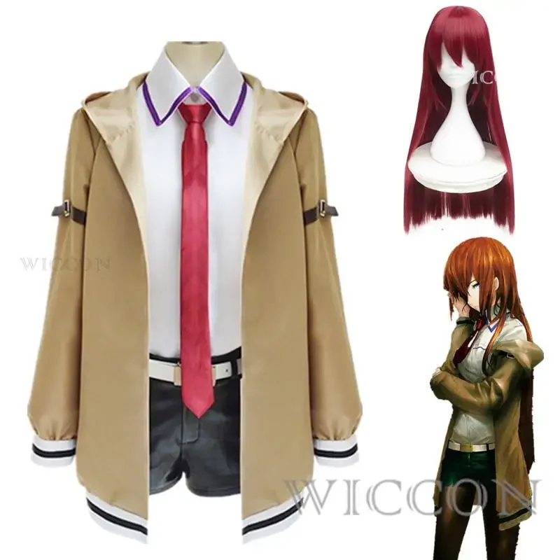 Anime Steins Gate Cosplay Makise Kurisu Cosplay Costume Uniforms Coat Skirt Suit Halloween Party Role Playclothing for Women