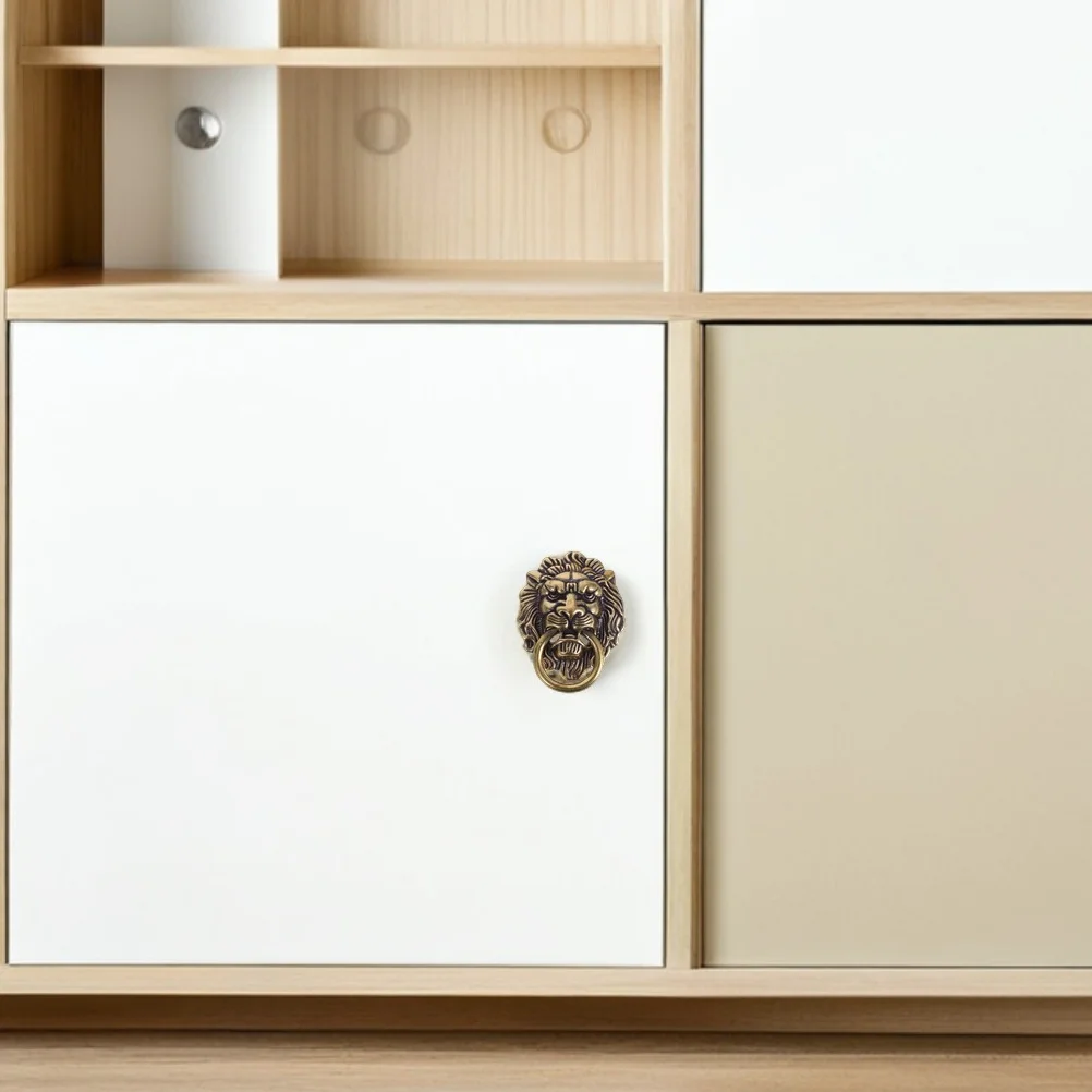 

Vintage Brass Lion Head Door Handle Pull Ring for Cabinets Drawers Furniture Decoration Lion Head Door Knocker