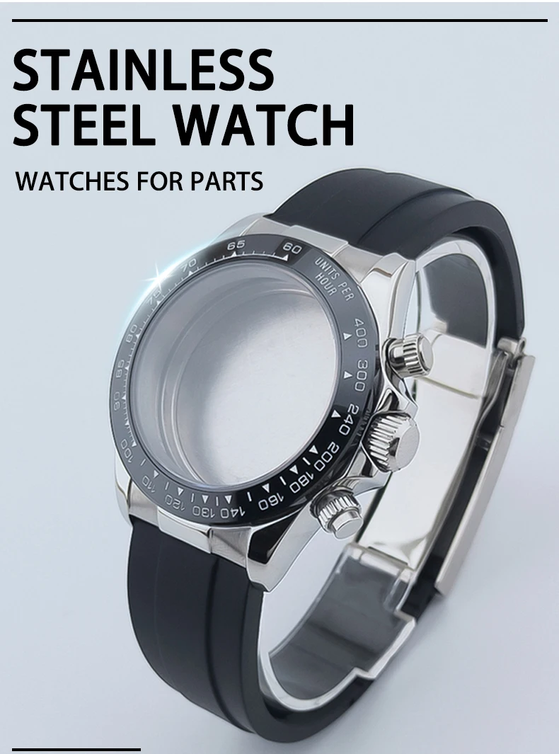 NEITON 39 mm Saphirglas, Quarz-Edelstahlgehäuse, Kautschukarmband, passend für VK63 Quarzwerk – Detail 1
