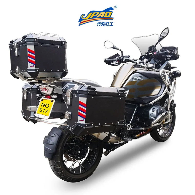 JPAD Customize 45L Aluminum Motorcycle Tail Box Motorcycle Side Box High Quality Hots Square Corner Waterproof for BW R1250GS