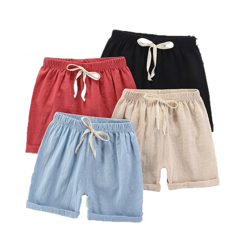 Children's Summer Short Pants Boy Black Shorts For Teenager Kids Shorts Children's Linen Soft Shorts Kids Bottoms Boys Clothes