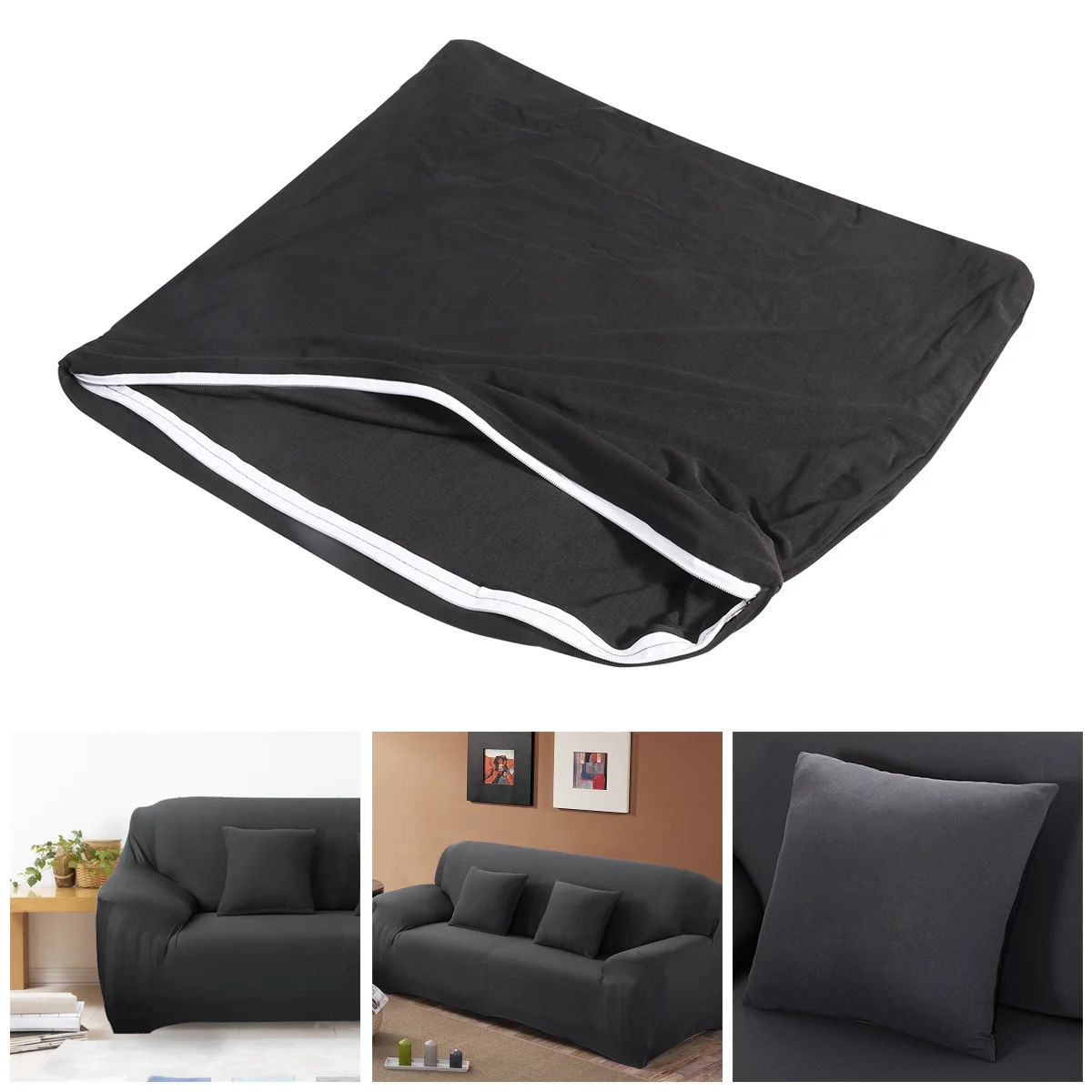 

2Pcs Sofa Slipcover Elastic for 77-90In Sofa Couch Protector Furniture Cover with Pillow Cases Elastic Strap Home