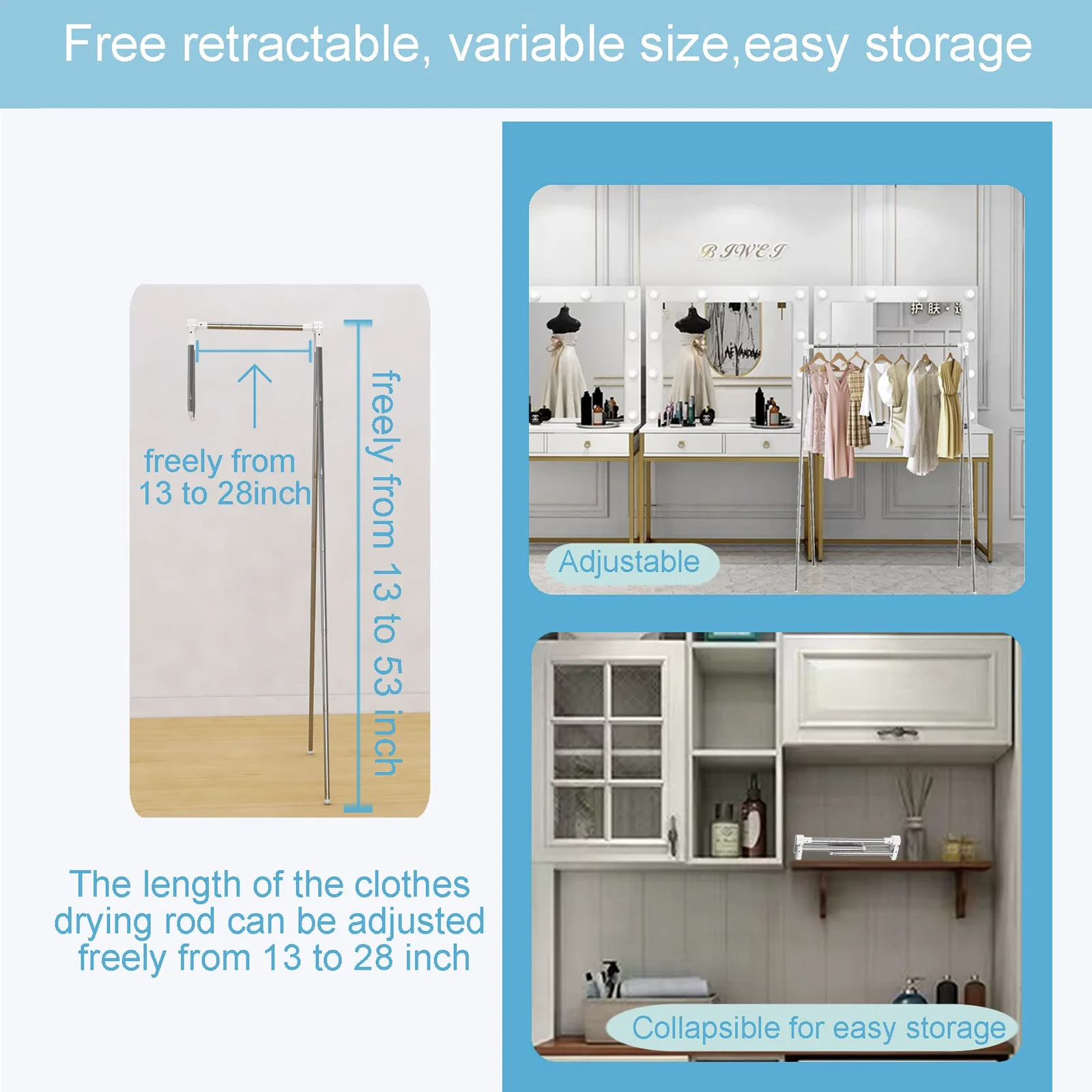 White Compact Portable Single Pole Storage Supplies Independent Mini Clothes Hanger Metal Clothing Rack