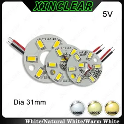 10PCS LED Light Board 3W 5V Warm Natural White SMD5730 Tinned 15cm Cable Round Transformation Light Source For DIY Downlight